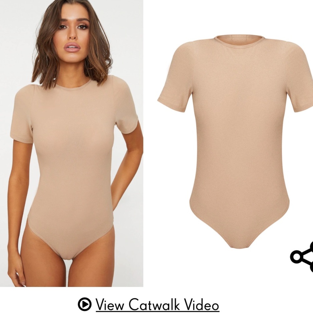 NWT tan short sleeve bodysuit